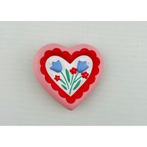 Vintage Hallmark 1990 Heart With Tulips Pin 1.5" Length